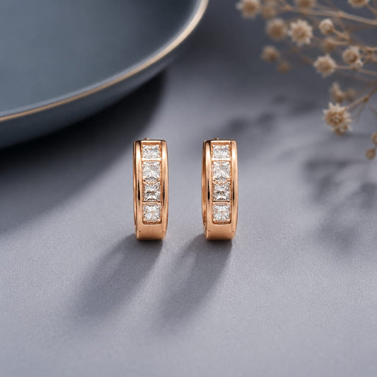 Amour Channel-Set Diamond Huggie Hoops