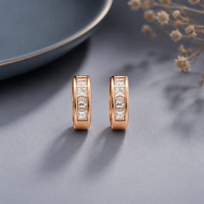 Amour Channel-Set Diamond Huggie Hoops