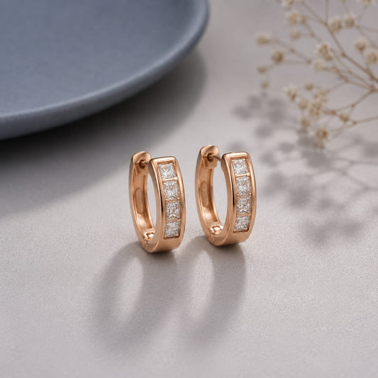 Amour Channel-Set Diamond Huggie Hoops