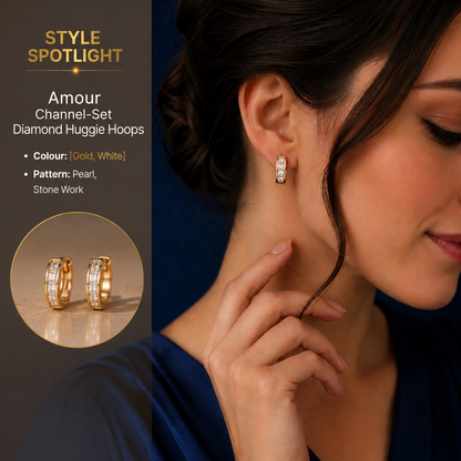 Amour Channel-Set Diamond Huggie Hoops