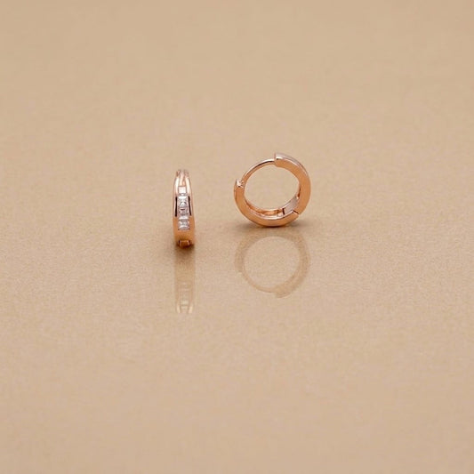 14k Rose Gold Finish Channel-Set Crystal Hoops
